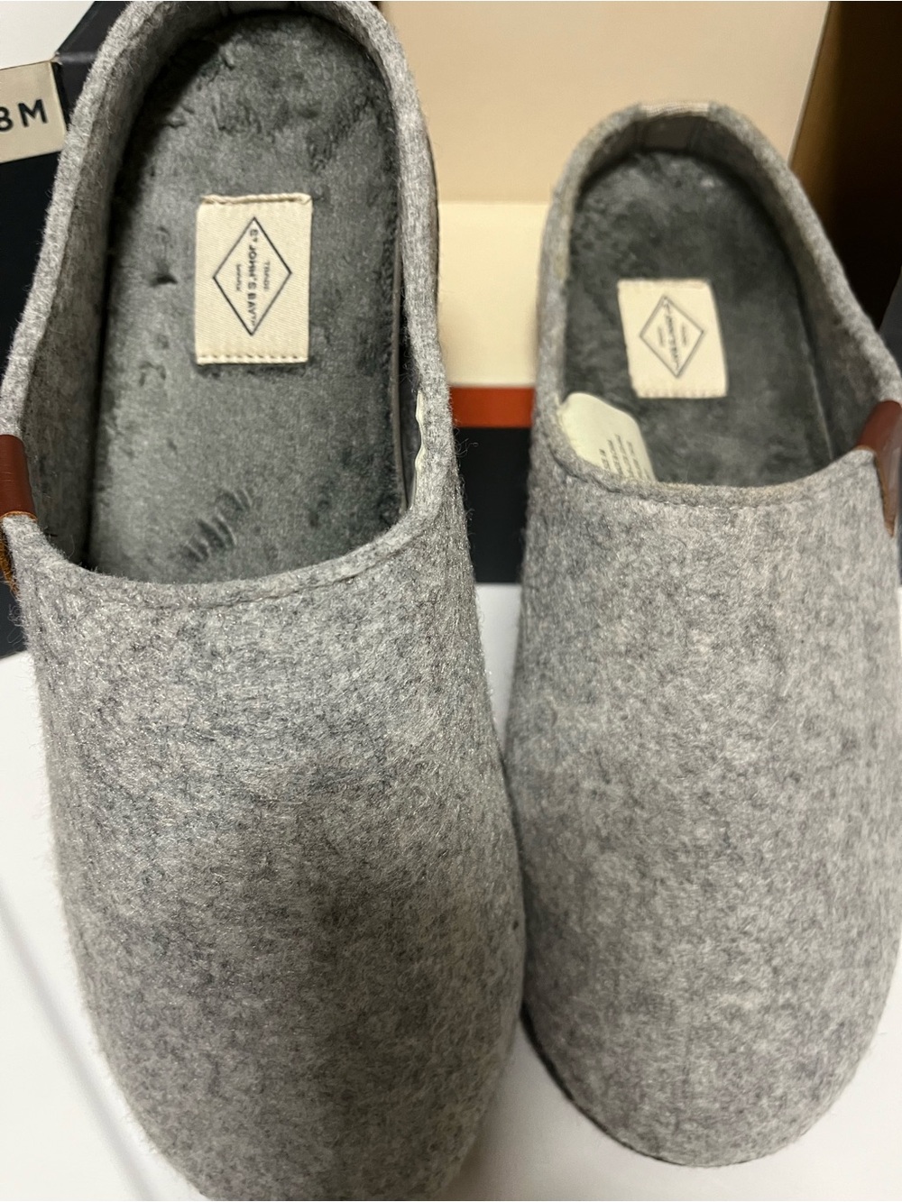 St. John's Bay Gray Felt Slip-On Loafers with Brown Trim